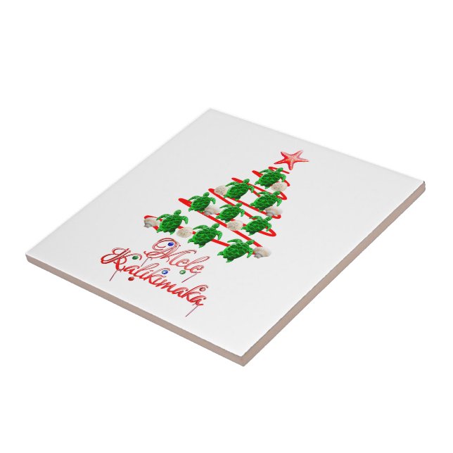 Mele Kalikimaka Sea Turtles Tile (Side)