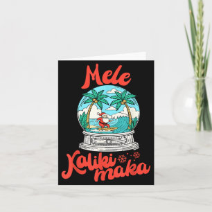 Mele Kalikimaka Snow Globe Santa Vintage Hawaiian Card