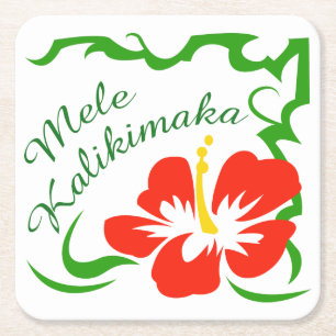 Mele Kalikimaka Square Paper Coaster