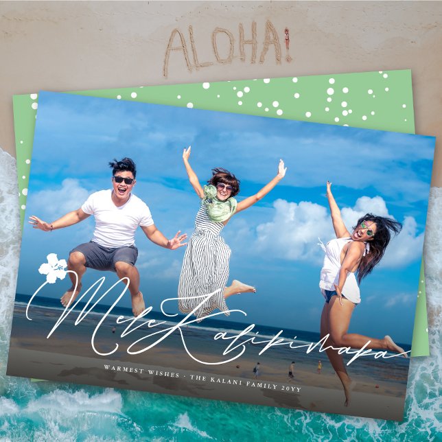 Mele Kalikimaka Stylish Script Christmas Photo Holiday Card (Creator Uploaded)