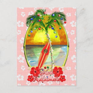 Mele Kalikimaka Surfing Postcard