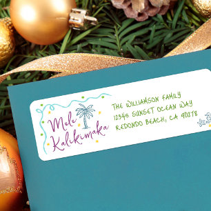 Mele Kalikimaka Teal Violet Vert Gribouillis Adres