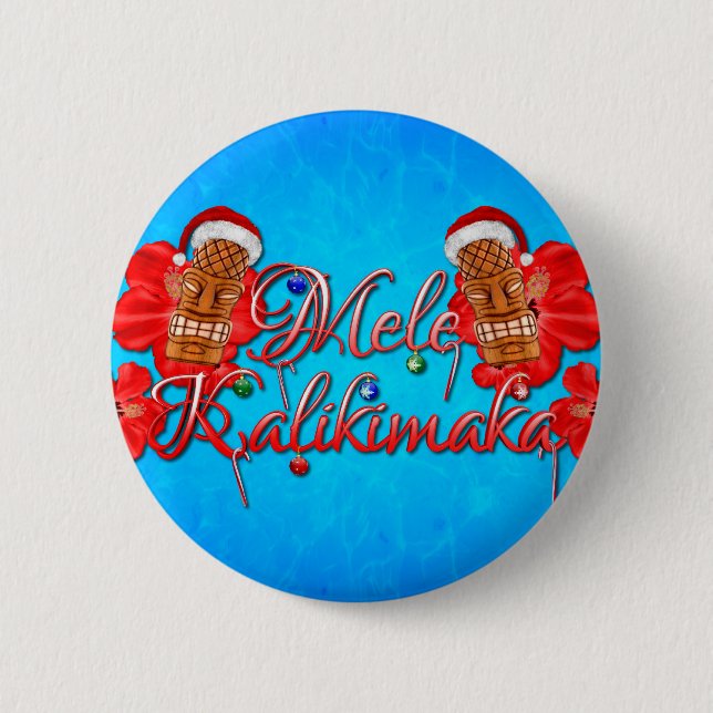 Mele Kalikimaka Tiki 2 Inch Round Button (Front)