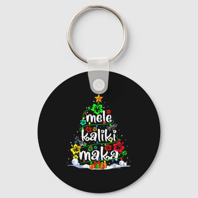 Mele Kalikimaka Trocal Christmas Hawaiian Santa Xm Keychain (Front)