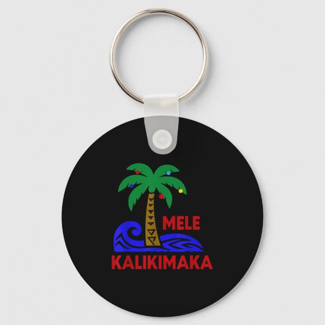 Mele Kalikimaka Trocal Holiday Palm Tree Xmas Hawa Keychain (Front)