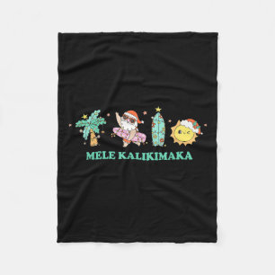 Mele Kalikimaka Trocal Palm Tree Santa Surfing Haw Fleece Blanket