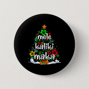 Mele Kalikimaka Tropical Christmas Hawaiian Santa 2 Inch Round Button