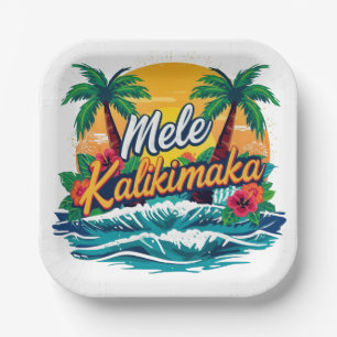Mele Kalikimaka Tropical Christmas  Paper Plate