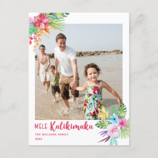 Mele Kalikimaka Tropical Flowers Photo Postcard
