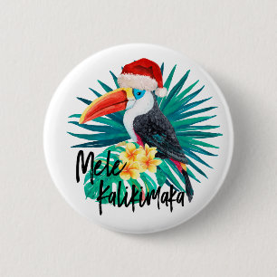 Mele Kalikimaka Tropical Jungle Birds 2 Inch Round Button
