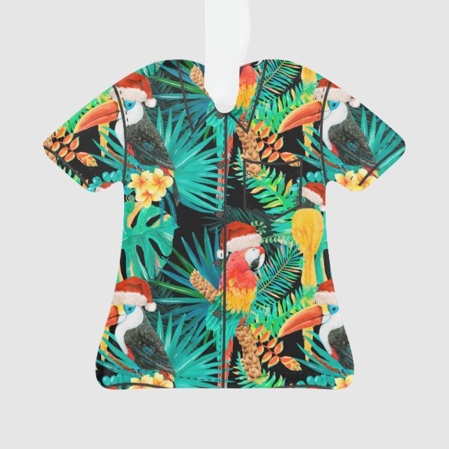 Mele Kalikimaka Tropical Jungle Birds Ornament (Front)