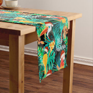 Mele Kalikimaka Tropical Jungle Birds Short Table Runner