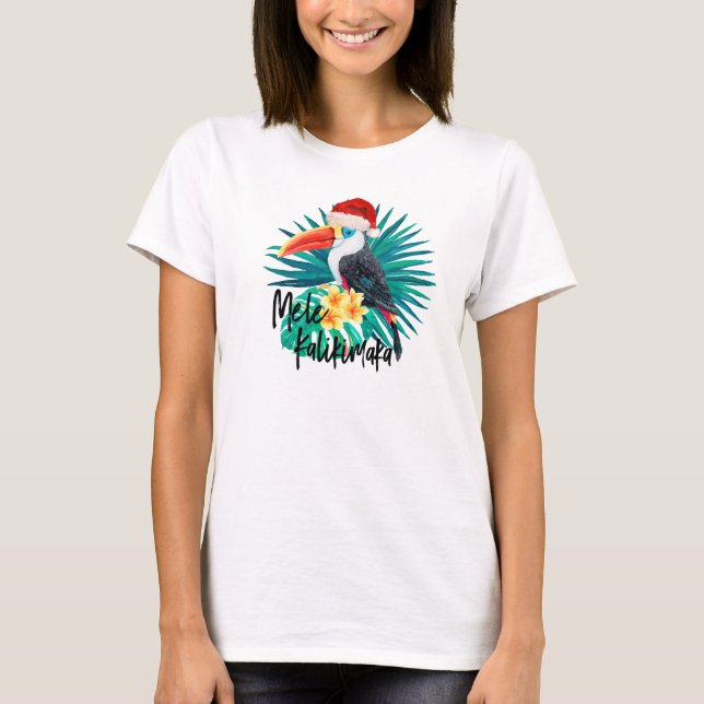 Mele Kalikimaka Tropical Jungle Birds T-Shirt (Front)