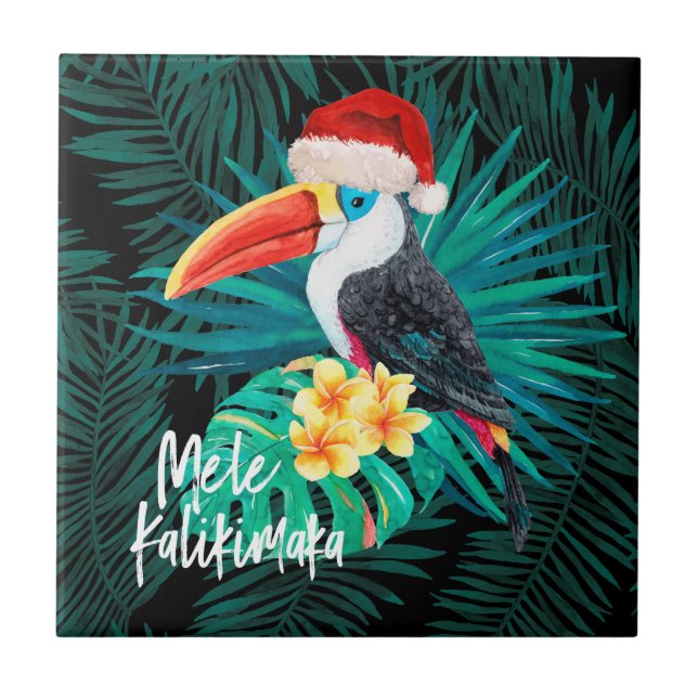 Mele Kalikimaka Tropical Jungle Birds Tile (Front)