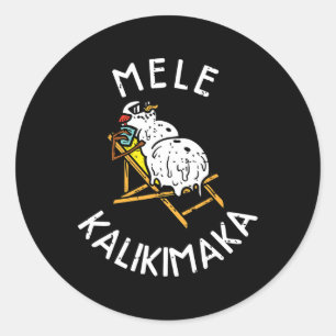 Mele Kalikimaka Tropical Snowman Hawaiian Merry Ch Classic Round Sticker