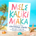 Mele Kalikimaka Tropical Typography Christmas  Invitation<br><div class="desc">Hawaiian theme Christmas party invitation features "Mele Kalikimaka" typography in tropical colours with your event details in navy blue. Perfect for tropical,  beach,  coastal and island themed celebrations. Art by KL Stock</div>