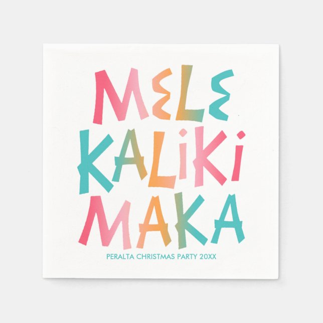 Mele Kalikimaka Tropical Typography Christmas Napkin (Front)