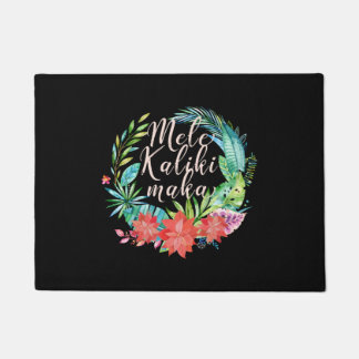 Mele Kalikimaka Tropical Wreath Hawaiian Christmas Doormat