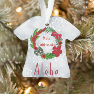 Mele Kalikimaka Tropical Wreath Ornament