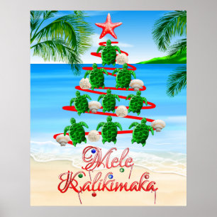 Mele Kalikimaka Turtles Poster