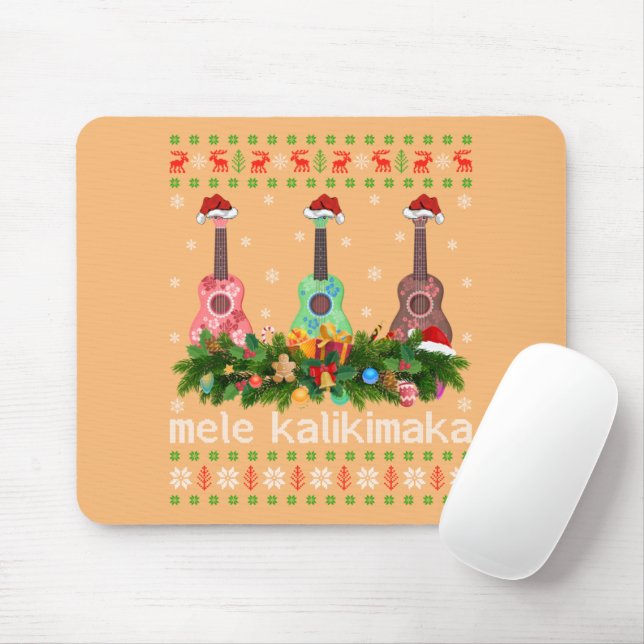 Mele Kalikimaka Ukulele Guitar Gift Ugly Ukulele Mouse Pad (With Mouse)