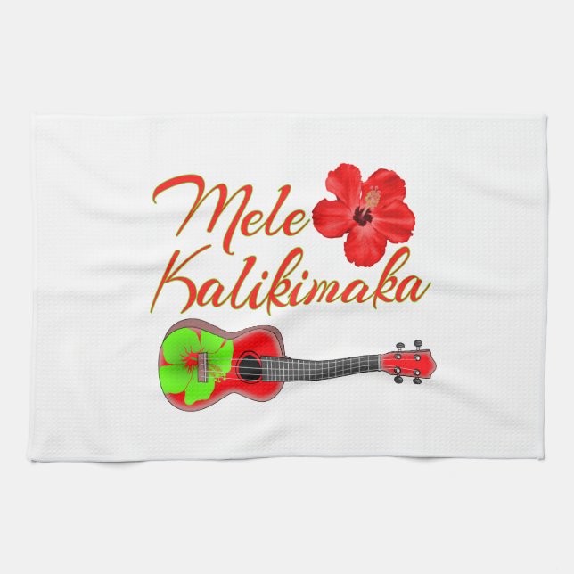 Mele Kalikimaka Ukulele Kitchen Towel (Horizontal)