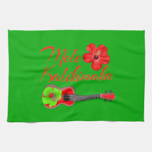Mele Kalikimaka Ukulele Kitchen Towel
