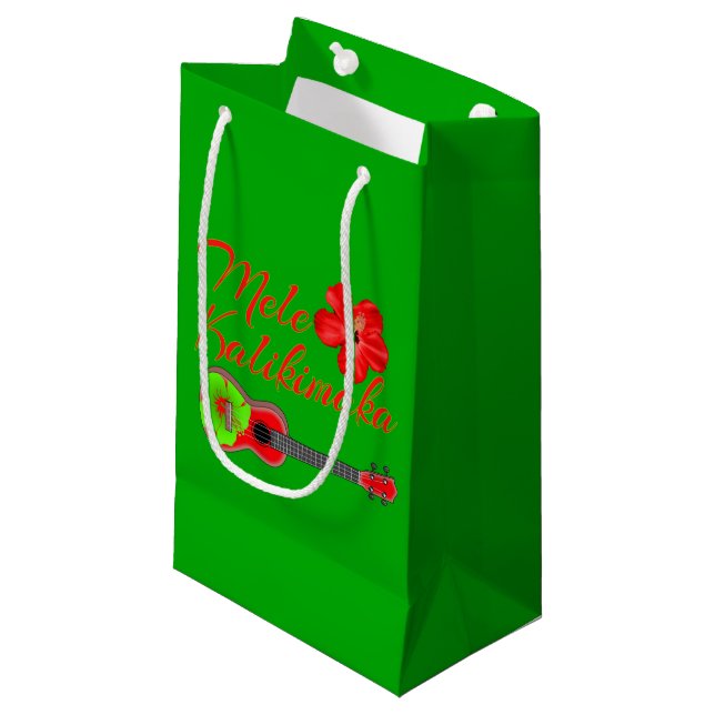 Mele Kalikimaka Ukulele Small Gift Bag (Front Angled)