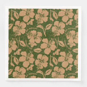 Mele Kalikimaka Vintage Pareau Hawaiian Hibiscus Napkin
