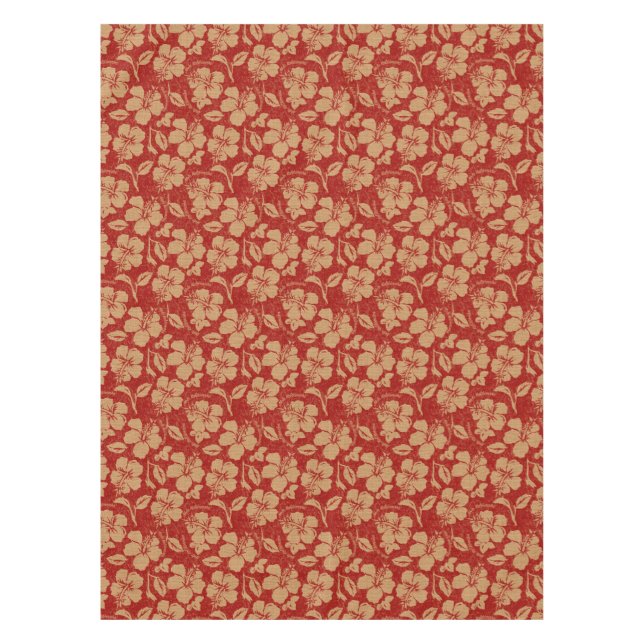 Mele Kalikimaka Vintage Pareau Hawaiian Hibiscus Tablecloth (Front)