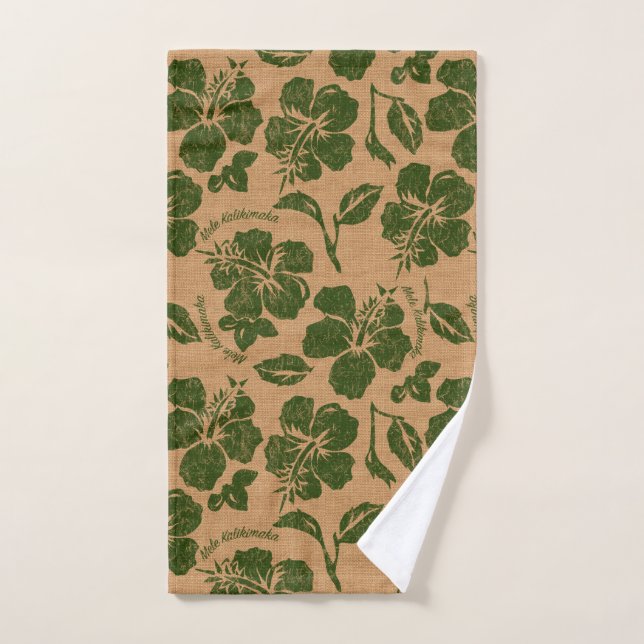 Mele Kalikimaka Vintage Pareau Hibiscus hawaïen (Serviette à main)