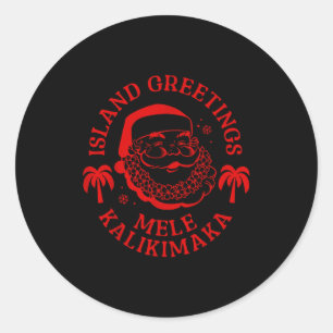 Mele Kalikimaka Vintage Santa Family Hawaiian Chri Classic Round Sticker