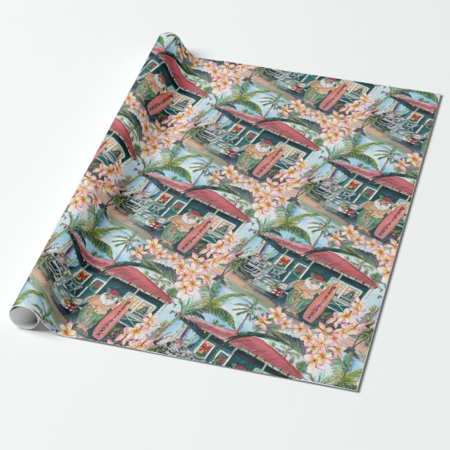 Mele Kalikimaka Waimea Santa Wrapping Paper (Unrolled)