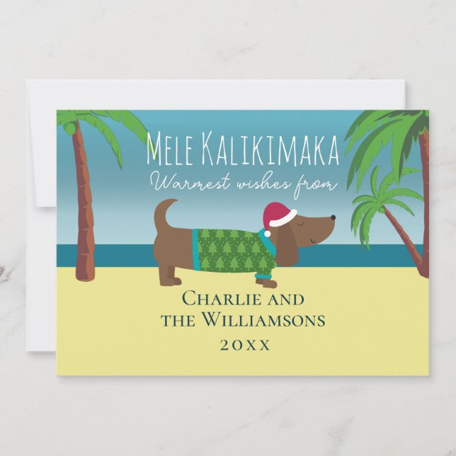 Mele Kalikimaka Weiner Flat Christmas Holiday Card (Front)