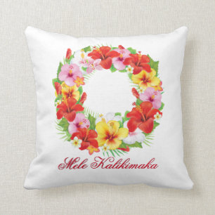 Mele Kalikimaka Wreath Personalize Throw Pillow
