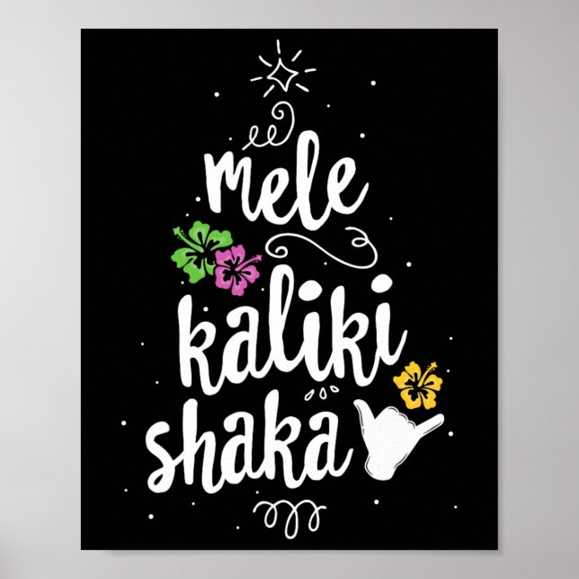 Mele Kalki Shaka Hawaii Christmas Tree Kalikimaka  Poster (Front)