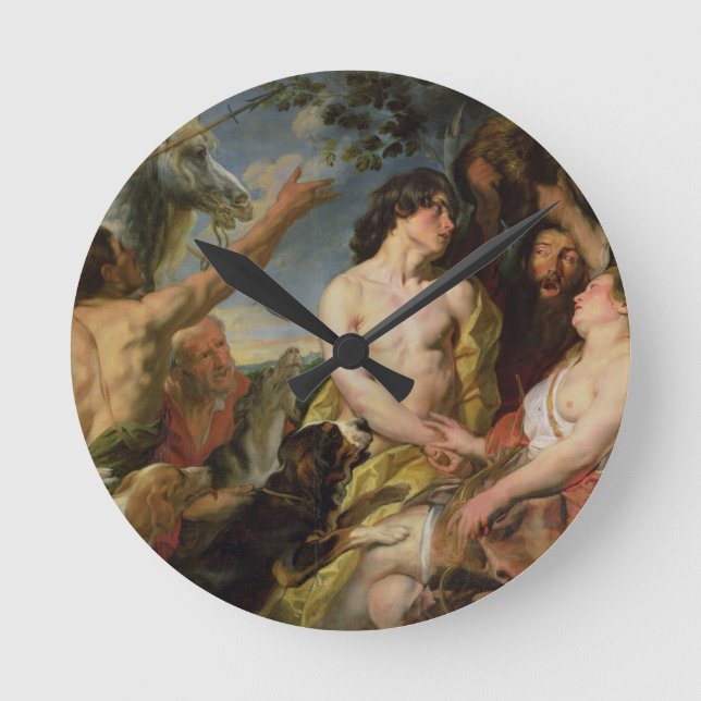 Meleager and Atalanta (oil on canvas) Round Clock (Front)
