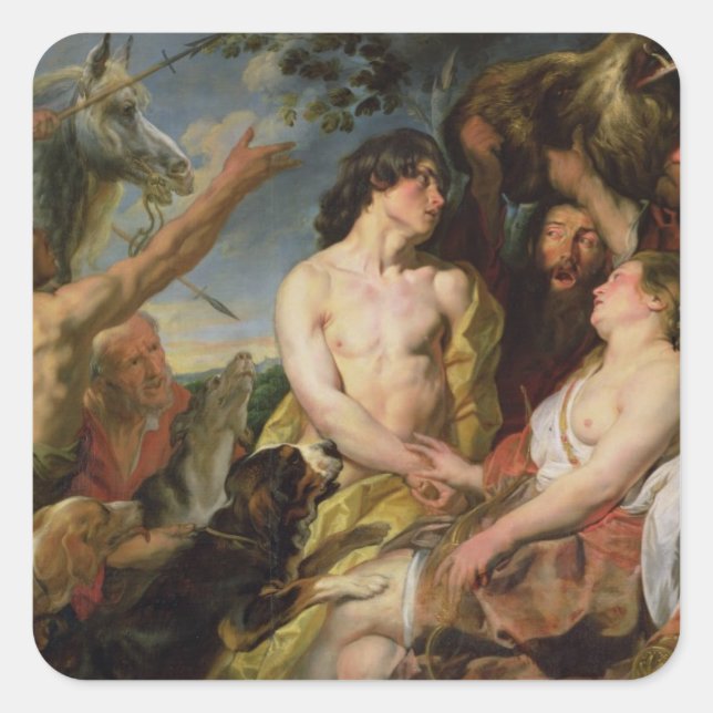 Meleager and Atalanta (oil on canvas) Square Sticker (Front)