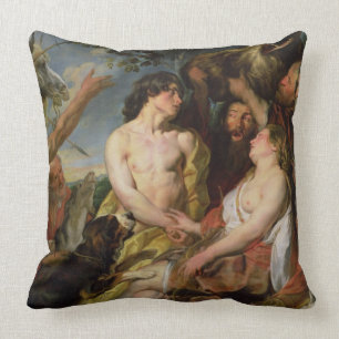 Meleager and Atalanta (oil on canvas) Throw Pillow