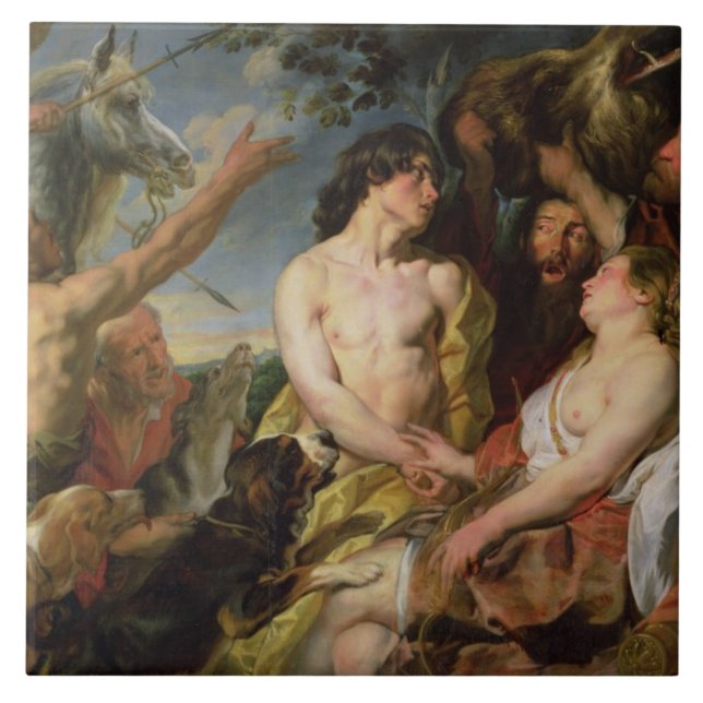Meleager and Atalanta (oil on canvas) Tile (Front)