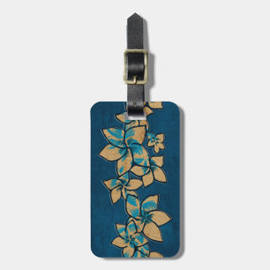 Melia Hawaiian Plumeria Faux Wood Luggage Tags