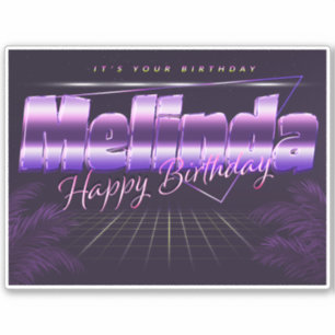 Melinda Name First name lila retro Sticker Birthda