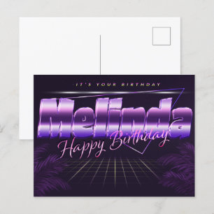 Melinda Name Vorname lila Postkarte Geburtstag Postcard