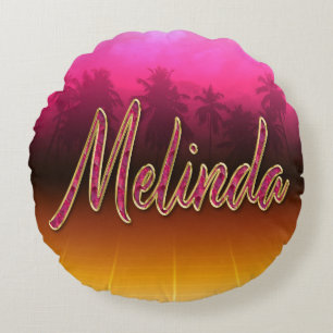 Melinda Vorname Name golden pink Kissen Round Pillow