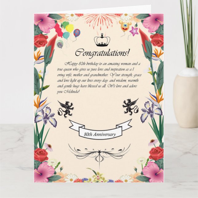 Melinda's 80th Birthday  Greeting Card (Front)