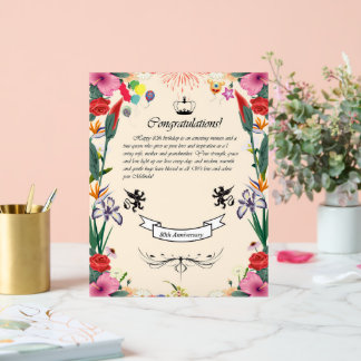 Melinda's 80th Birthday  Greeting Card Acrylic Sign