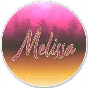 Melissa First name name golden pink sticker
