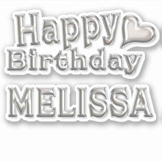 Melissa Happy Birthday silver sticker (Front)