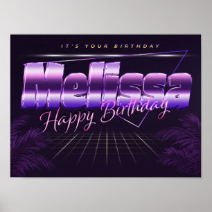 Melissa Name Vorname lila retro Poster Geburtstag
