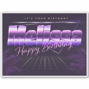 Melissa Name Vorname lila retro Sticker Geburtstag